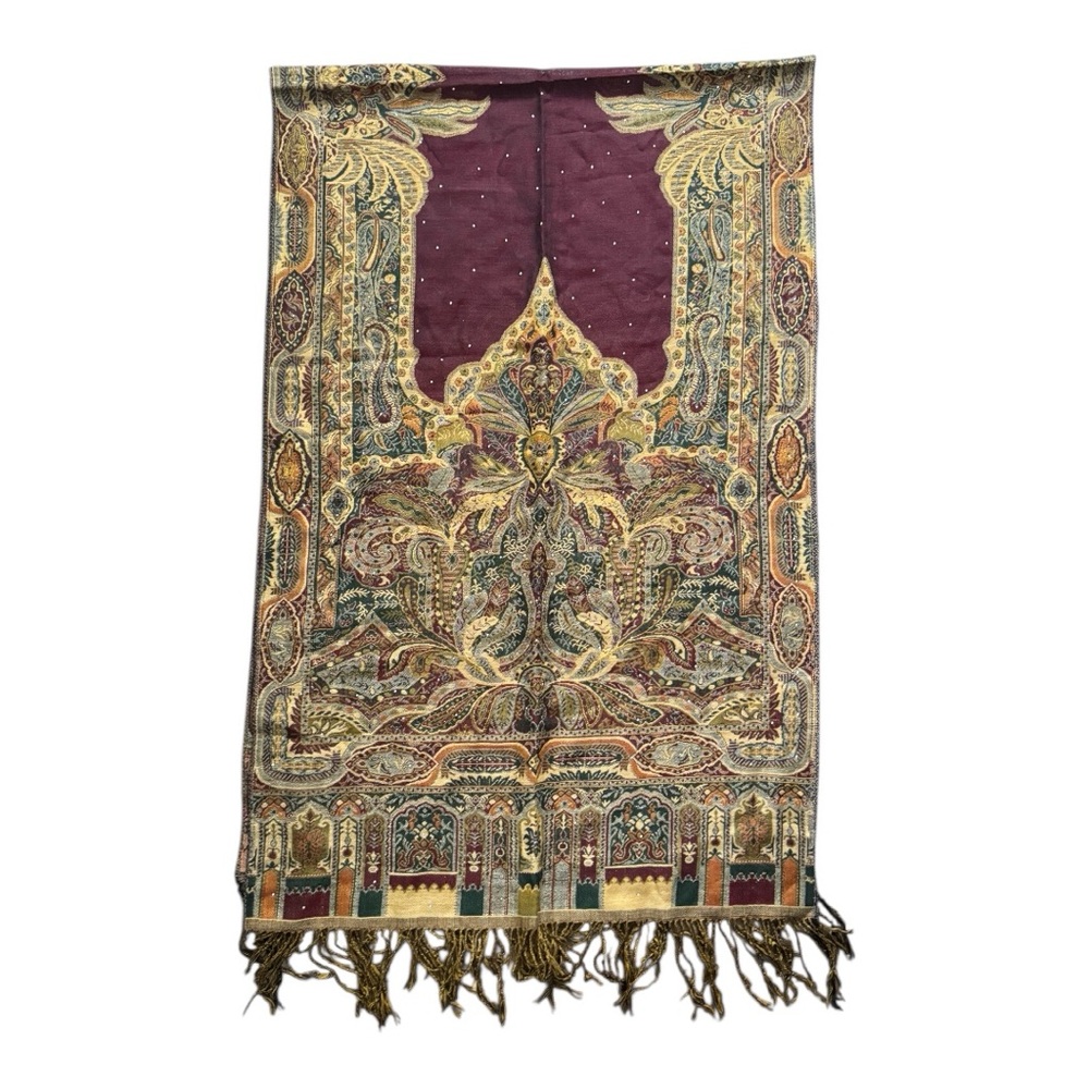 Ornate Purple Scarf with Intricate Patterns